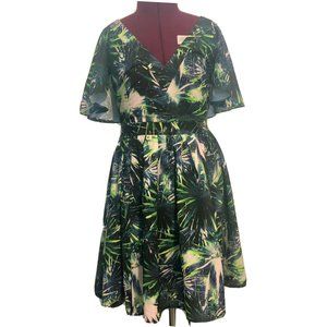 Wolf And Whistle London Empire Palm Print Chiffon Dress Women’s 6 Runs Small